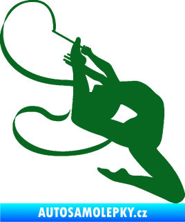 Samolepka Moderní gymnastika 001 pravá gymnastka se stuhou tmavě zelená