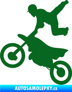 Samolepka Motorka 036 levá  motokros freestyle tmavě zelená