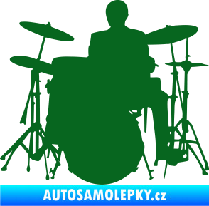 Samolepka Music 009 levá hráč na bicí tmavě zelená