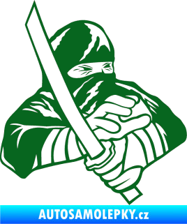 Samolepka Ninja silueta pravá tmavě zelená