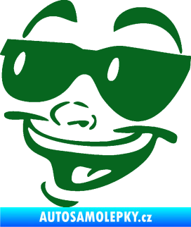 Samolepka Obličej 005 levá veselý s brýlemi tmavě zelená