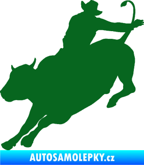 Samolepka Rodeo 001 levá  kovboj s býkem tmavě zelená