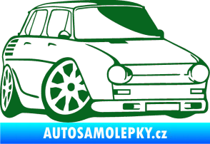 Samolepka Škoda 100 karikatura pravá tmavě zelená