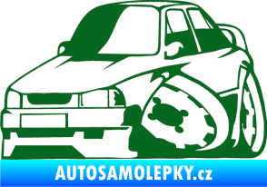 Samolepka Škoda 130 karikatura levá tmavě zelená