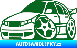 Samolepka Škoda Fabia 001 karikatura levá tmavě zelená