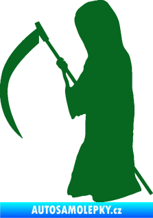 Samolepka Smrtka silueta s kosou levá tmavě zelená