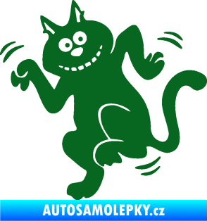 Samolepka Veselá kočka levá tmavě zelená