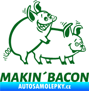Samolepka Veselá prasátka makin bacon pravá tmavě zelená