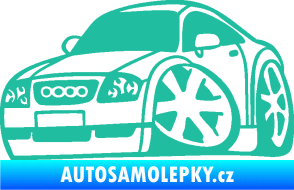 Samolepka Audi TT karikatura levá tyrkysová