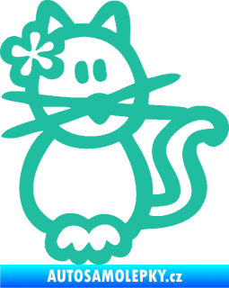 Samolepka Cartoon family kočička Hawaii tyrkysová