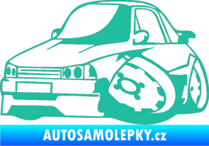 Samolepka Škoda 120 karikatura levá tyrkysová