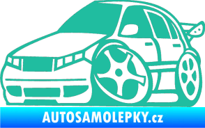 Samolepka Škoda Fabia 001 karikatura levá tyrkysová