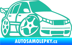 Samolepka Škoda Fabia 001 karikatura pravá tyrkysová