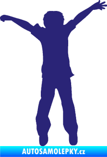 Samolepka Děti silueta 008 pravá kluk skáče střední modrá