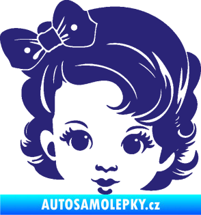 Samolepka Dítě v autě 110 levá holčička s mašlí střední modrá