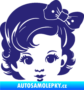 Samolepka Dítě v autě 110 pravá holčička s mašlí střední modrá