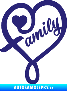 Samolepka Family 001 nápis se srdíčkem střední modrá