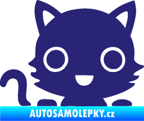 Samolepka Kočka 014 levá kočka v autě střední modrá