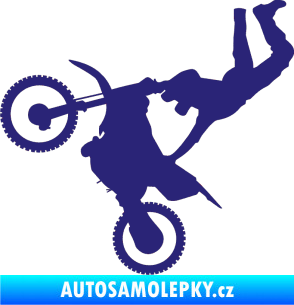 Samolepka Motorka 008 levá motokros freestyle střední modrá