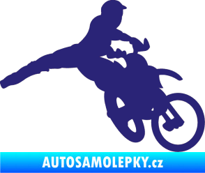 Samolepka Motorka 030 pravá motokros střední modrá