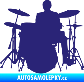 Samolepka Music 009 levá hráč na bicí střední modrá
