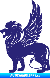 Samolepka Okřídlený lev 001 levá mytické zvíře střední modrá