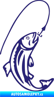 Samolepka Ryba s návnadou 003 pravá střední modrá