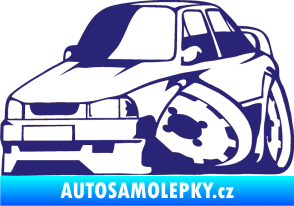 Samolepka Škoda 130 karikatura levá střední modrá