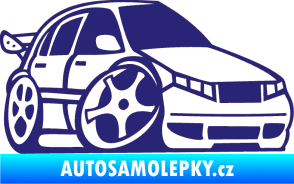 Samolepka Škoda Fabia 001 karikatura pravá střední modrá