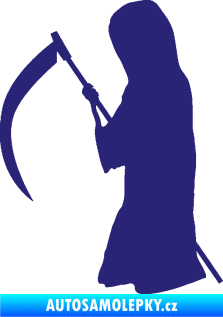 Samolepka Smrtka silueta s kosou levá střední modrá