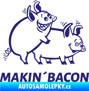 Samolepka Veselá prasátka makin bacon pravá střední modrá