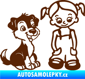 Samolepka Dítě v autě 099 pravá holčička a pes hnědá