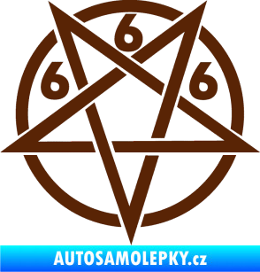 Samolepka Pentagram 666 hnědá