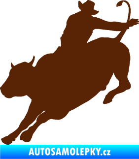 Samolepka Rodeo 001 levá  kovboj s býkem hnědá