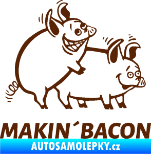 Samolepka Veselá prasátka makin bacon pravá hnědá