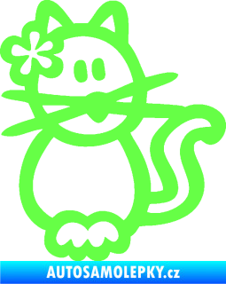 Samolepka Cartoon family kočička Hawaii Fluorescentní zelená