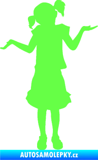 Samolepka Děti silueta 001 levá holčička krčí rameny Fluorescentní zelená