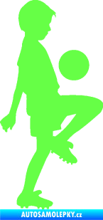 Samolepka Děti silueta 005 pravá kluk fotbalista Fluorescentní zelená
