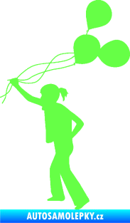 Samolepka Děti silueta 006 levá holka s balónky Fluorescentní zelená