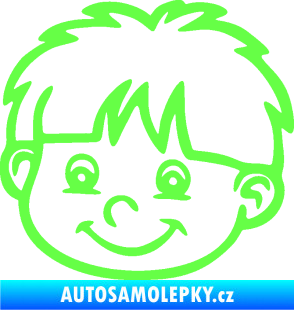 Samolepka Dítě v autě 036 levá chlapec hlavička Fluorescentní zelená