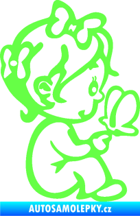 Samolepka Dítě v autě 043 pravá holčička s motýlem Fluorescentní zelená