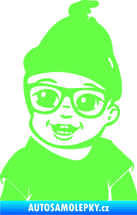 Samolepka Dítě v autě 080 levá chlapeček Fluorescentní zelená