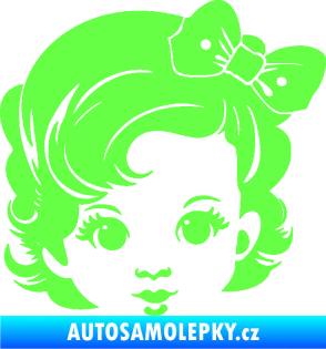 Samolepka Dítě v autě 110 pravá holčička s mašlí Fluorescentní zelená