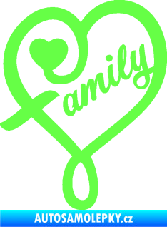 Samolepka Family 001 nápis se srdíčkem Fluorescentní zelená