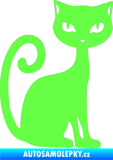 Samolepka Kočka 009 pravá Fluorescentní zelená