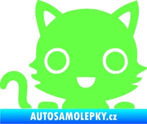 Samolepka Kočka 014 levá kočka v autě Fluorescentní zelená