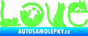 Samolepka Kočky love Fluorescentní zelená