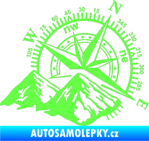 Samolepka Kompas 002 pravá hory Fluorescentní zelená