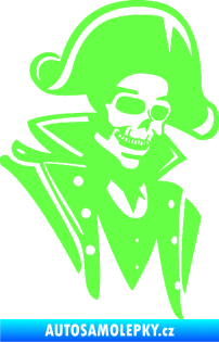 Samolepka Kostra pirát pravá Fluorescentní zelená