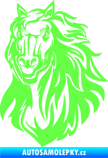 Samolepka Kůň 067 levá hlava s hřívou Fluorescentní zelená